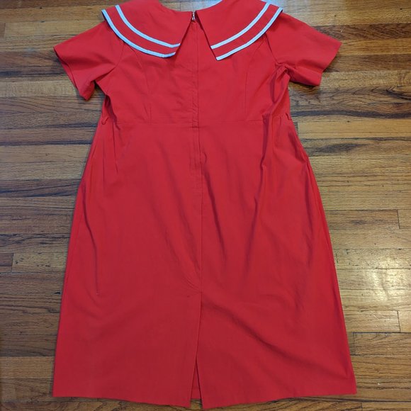 Tatyana Red and White Nautical Sailor A Line Dress with Belt Loops 4XL - Picture 2 of 3
